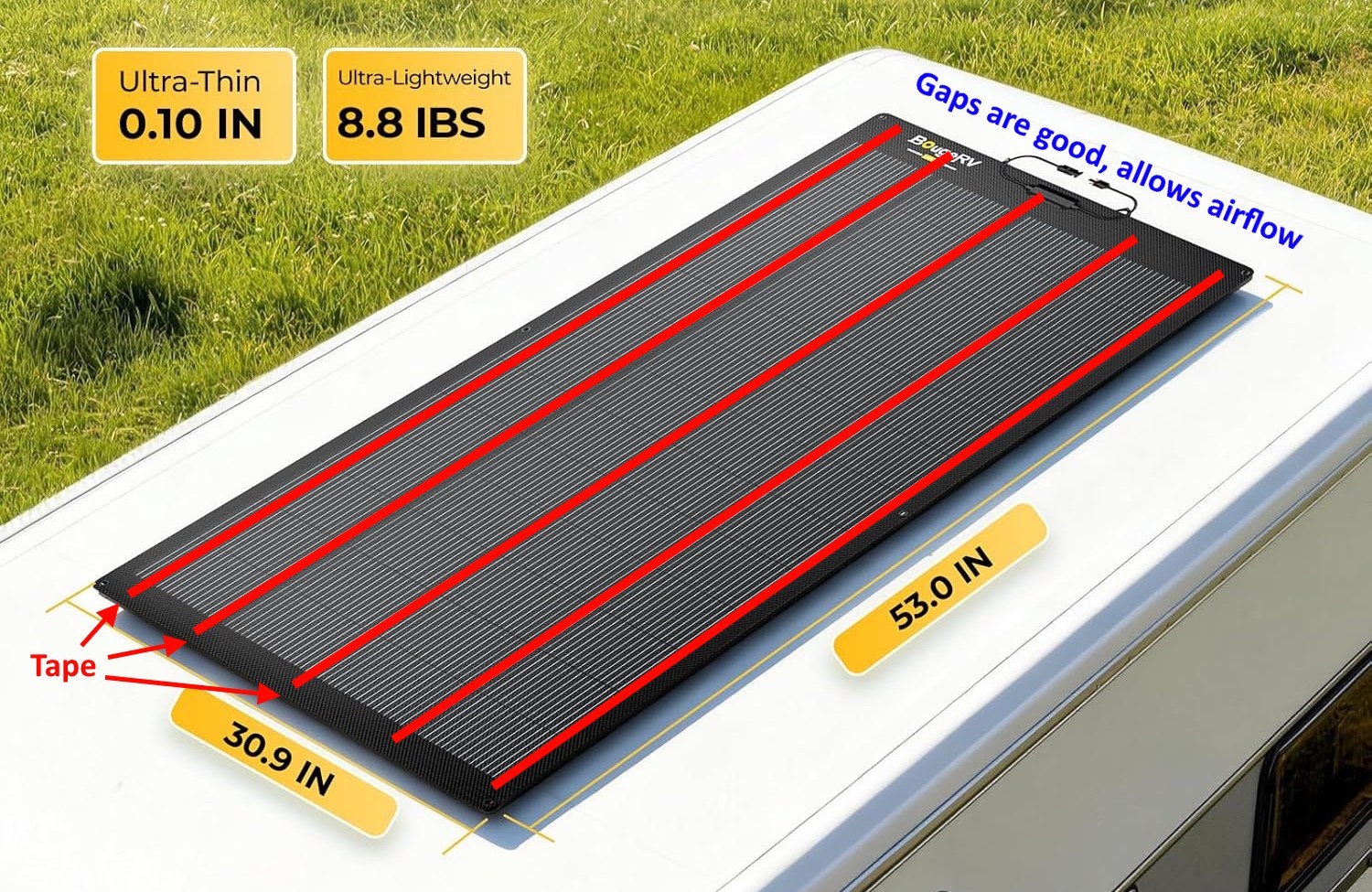 Image of how to tape the solar panels