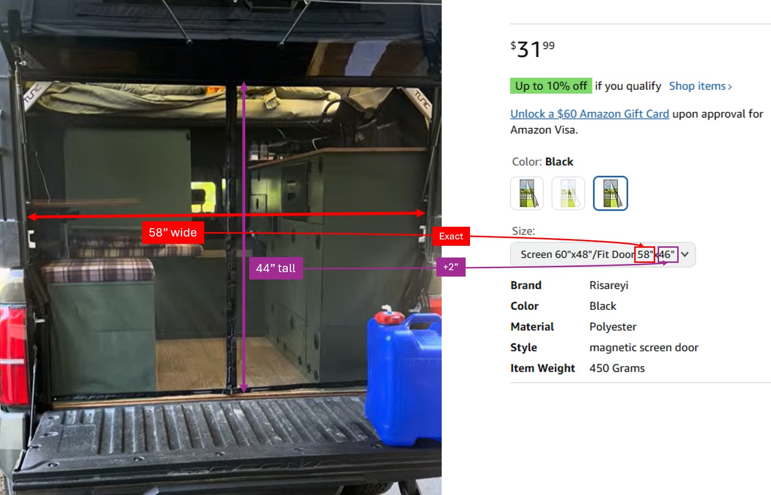 Measuring the rear opening